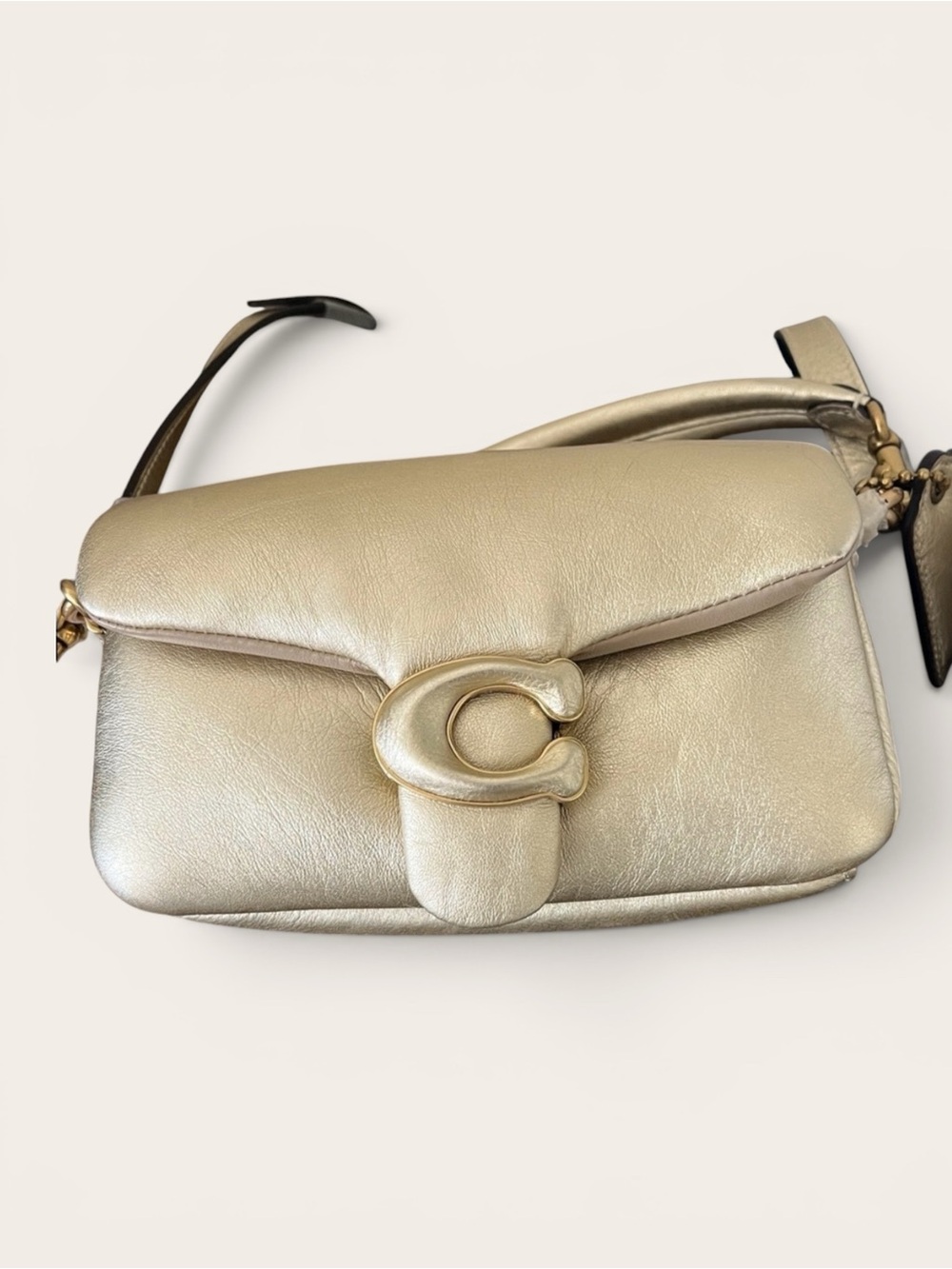 New Coach Pillow Tabby 18 Metallic Gold Leather Shoulder Bag Crossbody - Picture 2 of 11
